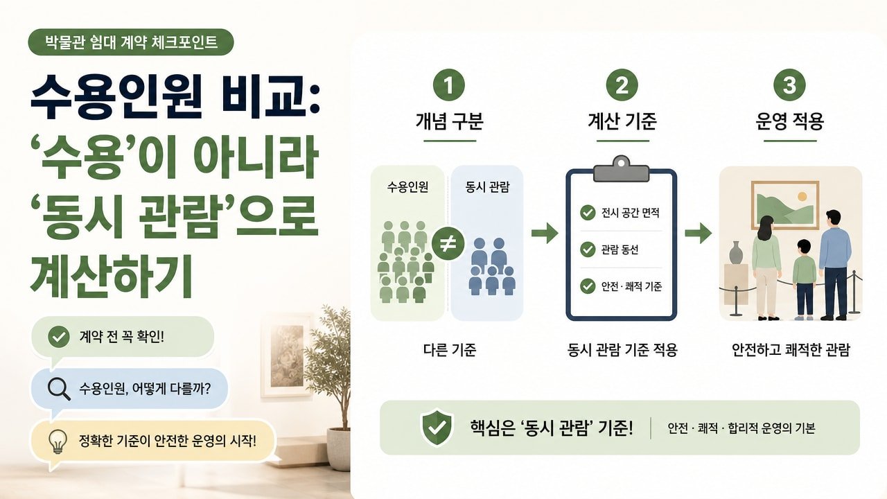 수용인원 비교: ‘수용’이 아니라 ‘동시 관람’으로 계산하기