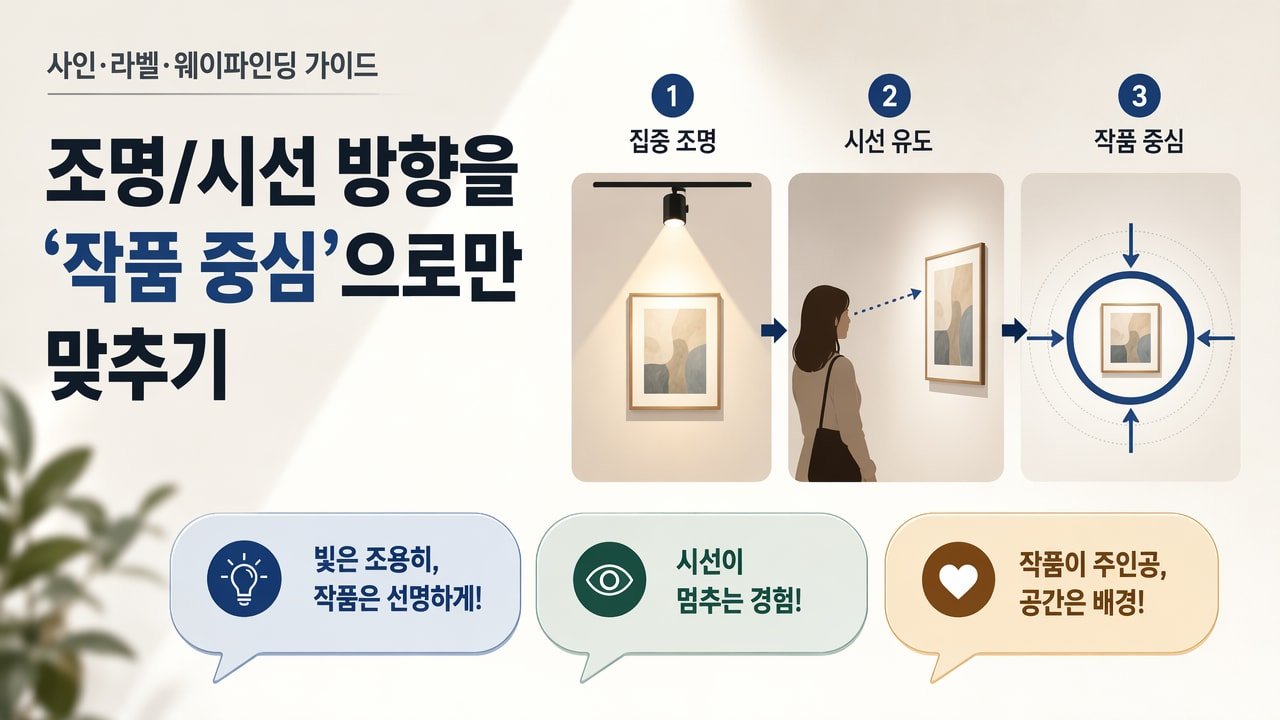 조명/시선 방향을 ‘작품 중심’으로만 맞추기