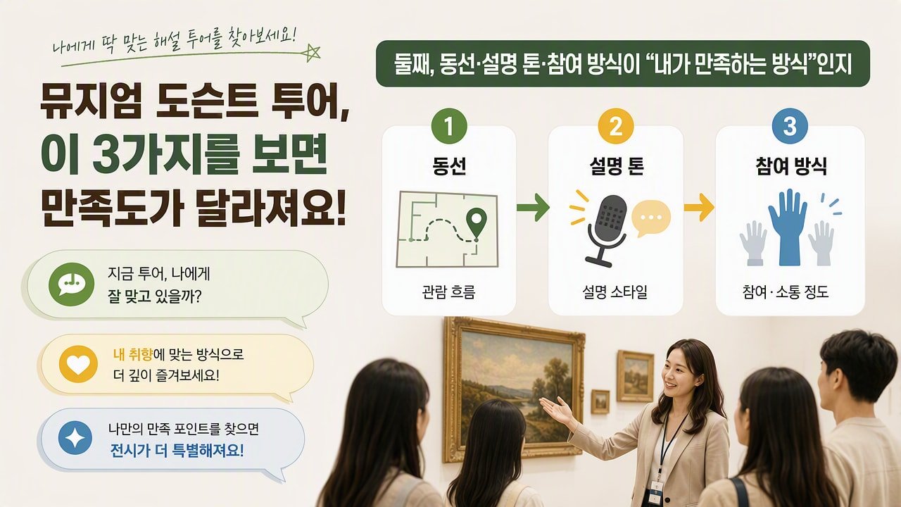 둘째, 동선·설명 톤·참여 방식이 “내가 만족하는 방식”인지