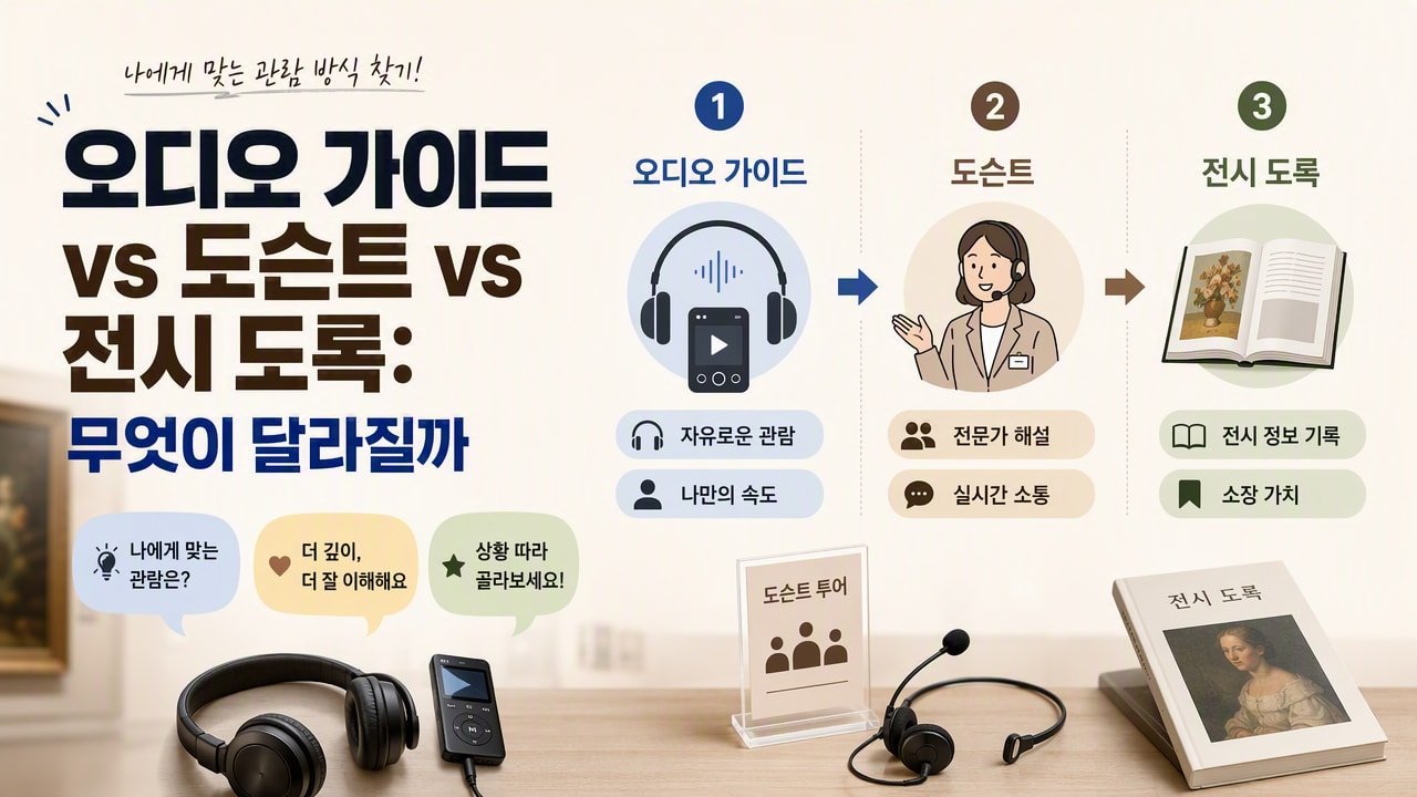 오디오 가이드 vs 도슨트 vs 전시 도록: 무엇이 달라질까