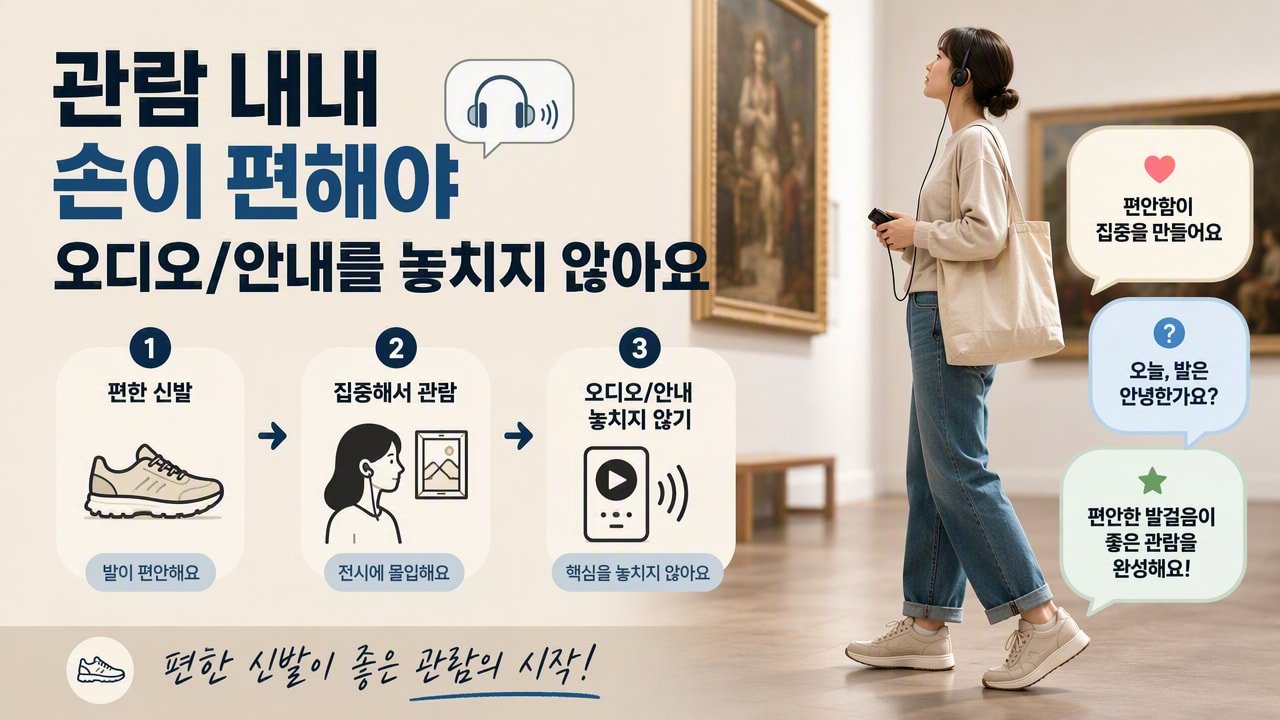 관람 내내 손이 편해야 오디오/안내를 놓치지 않아요