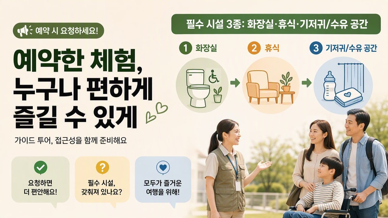 필수 시설 3종: 화장실·휴식·기저귀/수유 공간